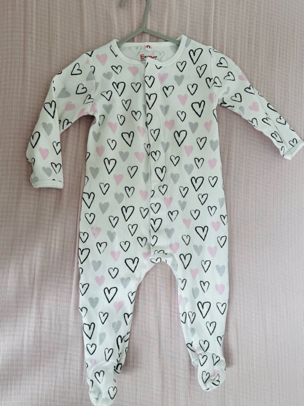 Magnetic Me Black, White, Pink & Gray Heart Print Footed One-Piece Onesie Footie
